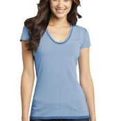 Juniors Faded Rounded Deep V Neck Tee