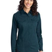 Port Authority® Ladies Stain-Resistant Roll Sleeve Twill Shirt